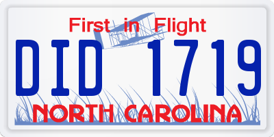 NC license plate DID1719