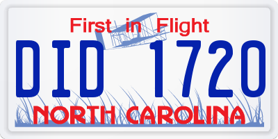 NC license plate DID1720