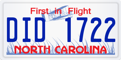 NC license plate DID1722