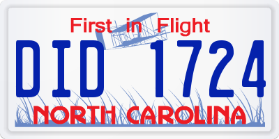 NC license plate DID1724