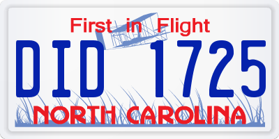NC license plate DID1725