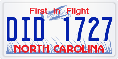 NC license plate DID1727