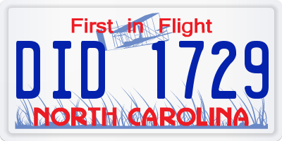 NC license plate DID1729