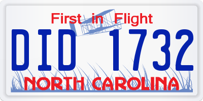 NC license plate DID1732