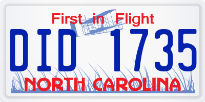 NC license plate DID1735