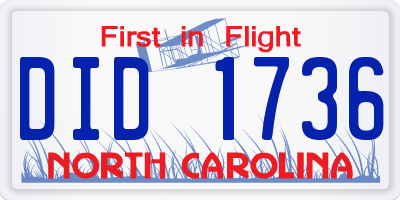 NC license plate DID1736