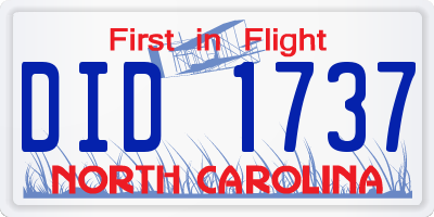 NC license plate DID1737