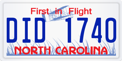 NC license plate DID1740