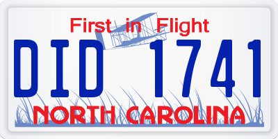 NC license plate DID1741