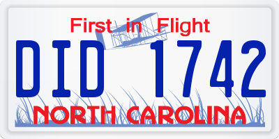 NC license plate DID1742