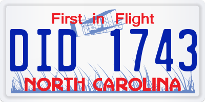 NC license plate DID1743