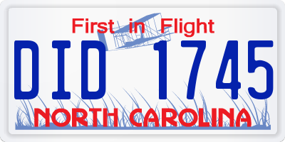 NC license plate DID1745