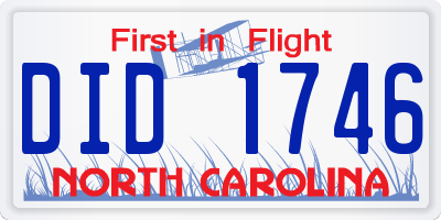 NC license plate DID1746