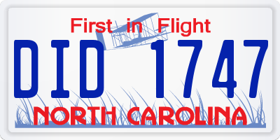 NC license plate DID1747