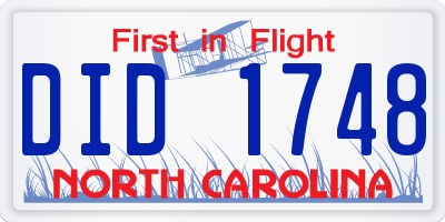 NC license plate DID1748