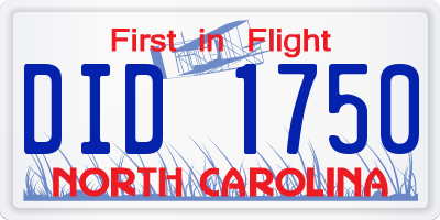 NC license plate DID1750
