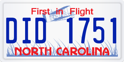 NC license plate DID1751