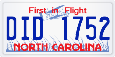 NC license plate DID1752