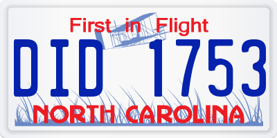 NC license plate DID1753