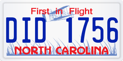 NC license plate DID1756