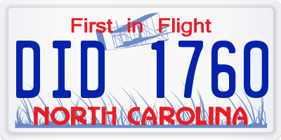 NC license plate DID1760