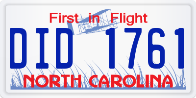 NC license plate DID1761