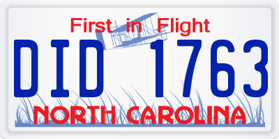 NC license plate DID1763