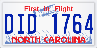 NC license plate DID1764