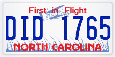NC license plate DID1765