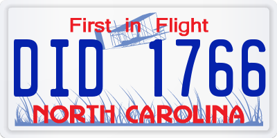 NC license plate DID1766