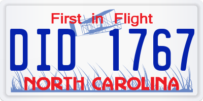 NC license plate DID1767