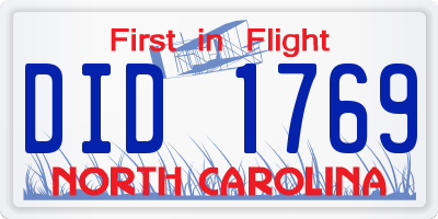 NC license plate DID1769
