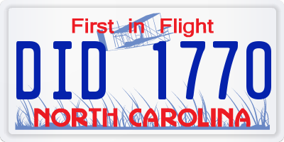NC license plate DID1770