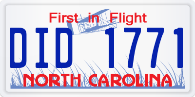 NC license plate DID1771