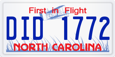 NC license plate DID1772