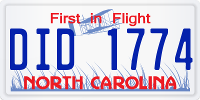 NC license plate DID1774