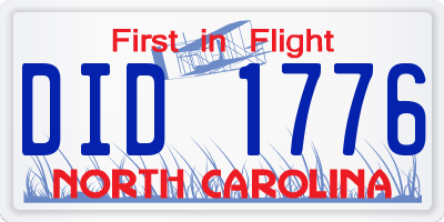NC license plate DID1776