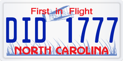 NC license plate DID1777