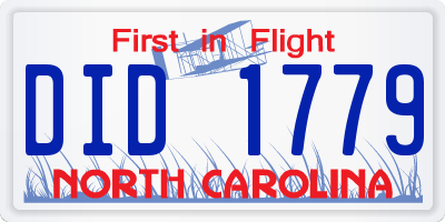 NC license plate DID1779