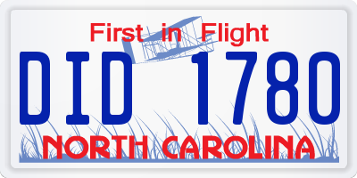 NC license plate DID1780