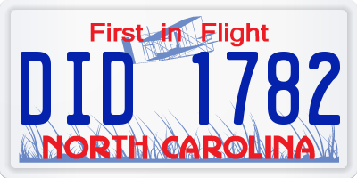 NC license plate DID1782