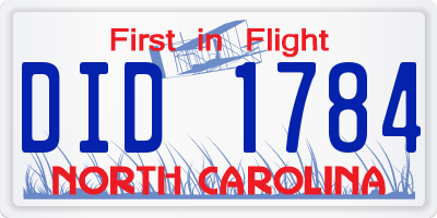 NC license plate DID1784