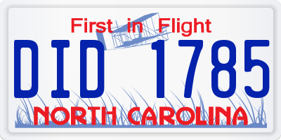 NC license plate DID1785
