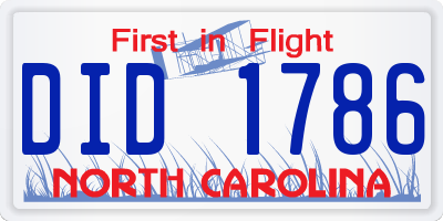 NC license plate DID1786