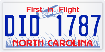 NC license plate DID1787