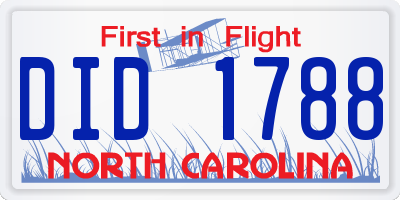 NC license plate DID1788