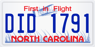 NC license plate DID1791