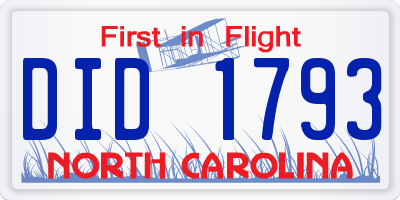 NC license plate DID1793