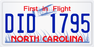 NC license plate DID1795