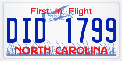 NC license plate DID1799